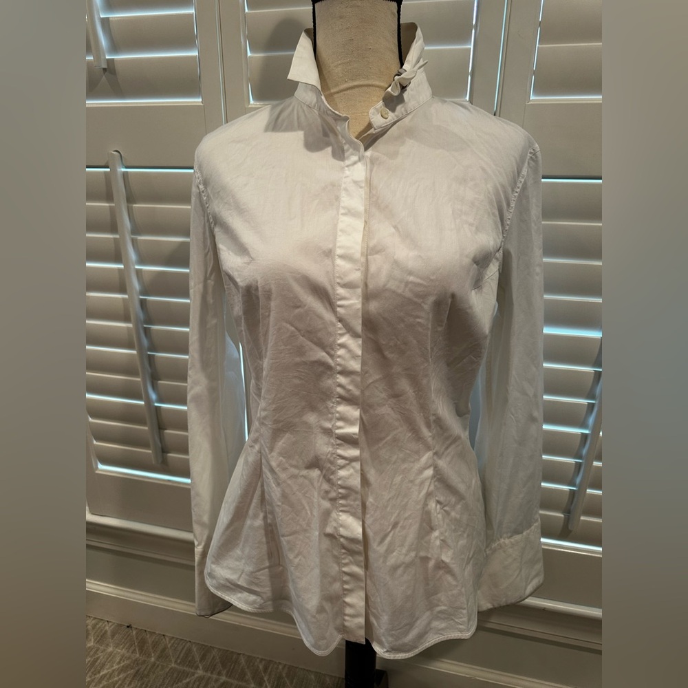 Brunello Cucinelli Women's Dress Shirt  White Button Up Preppy Quiet Luxury XL